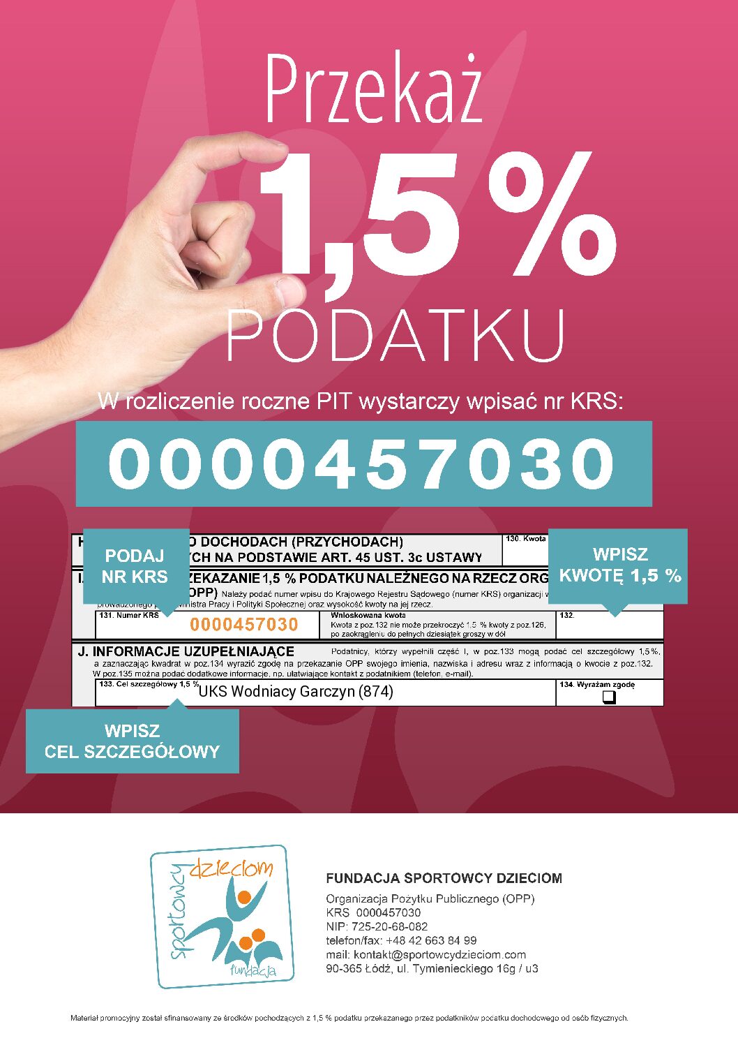 Przekaż 1,5% podatku na działalność Wodniaków!